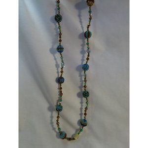 Seed Bead Ball & Murano Wedding Cake‎ Jade Glass Stunning NECKLACE 40" long